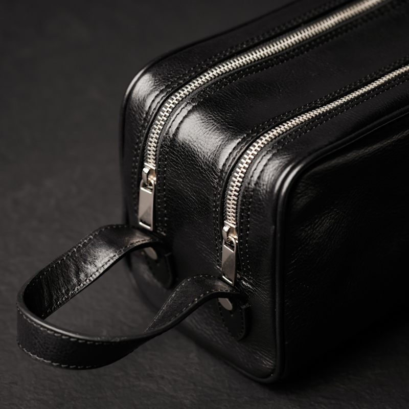 Thumbnail of Womens Leather Cosmetic Bag Dopp Kit In Black - All The Kings Men image