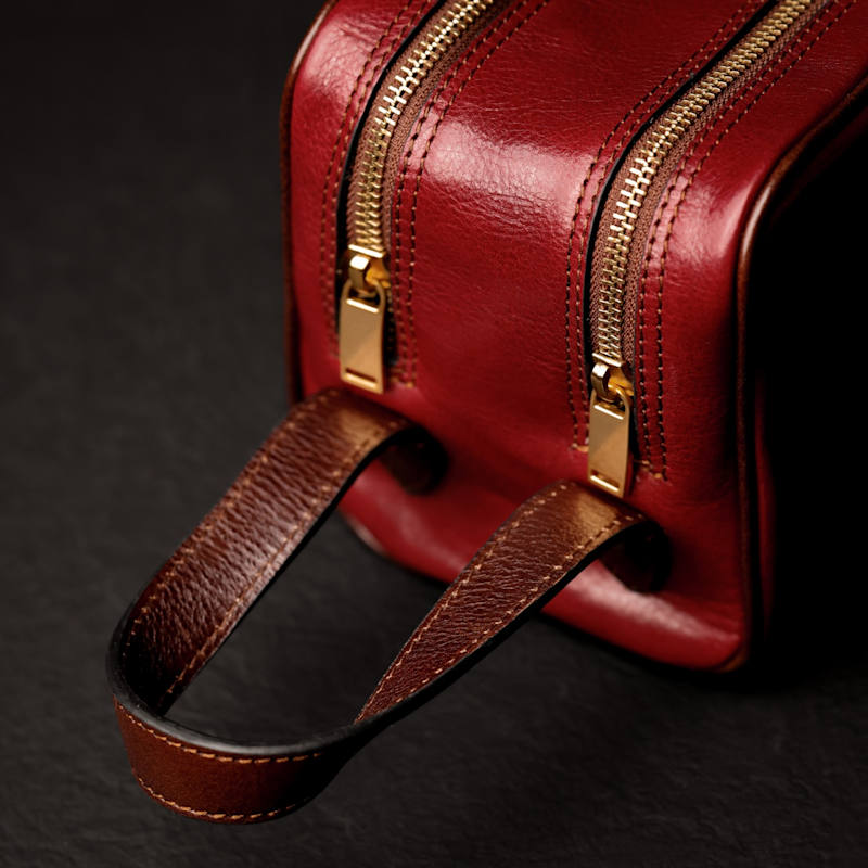 Thumbnail of Womens Leather Cosmetic Bag Dopp Kit In Red - All The Kings Men image