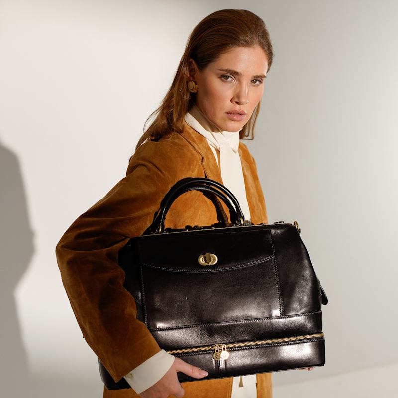 Thumbnail of Womens Leather Doctor Bag, Medical Bag, Leather Handbag In Black - Doctor Faustus image