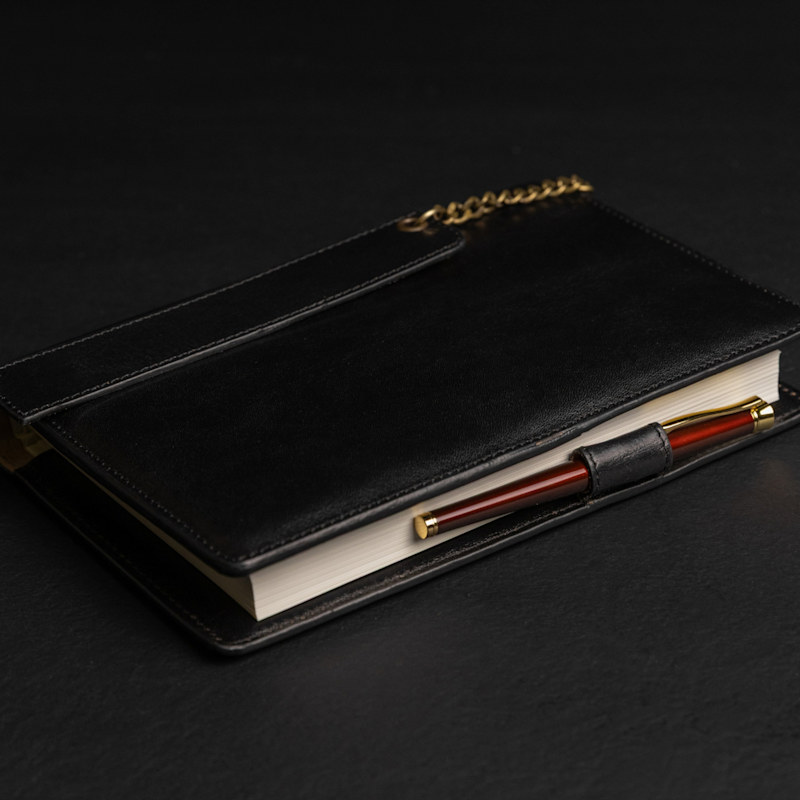 Thumbnail of Womens Leather Journal With Refillable Notepad - The Diary Of Nobody - Black image