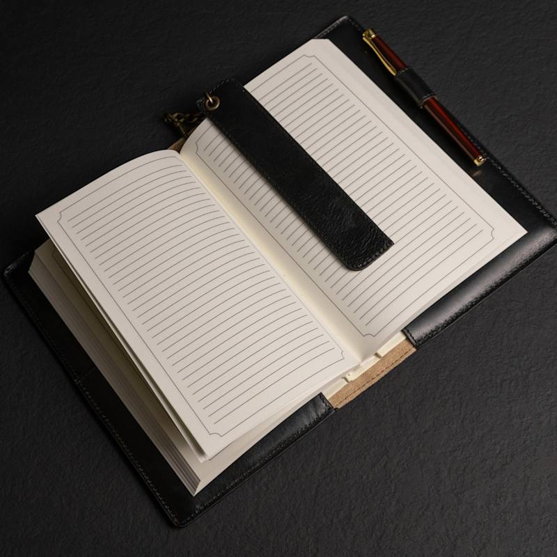 Thumbnail of Womens Leather Journal With Refillable Notepad - The Diary Of Nobody - Black image