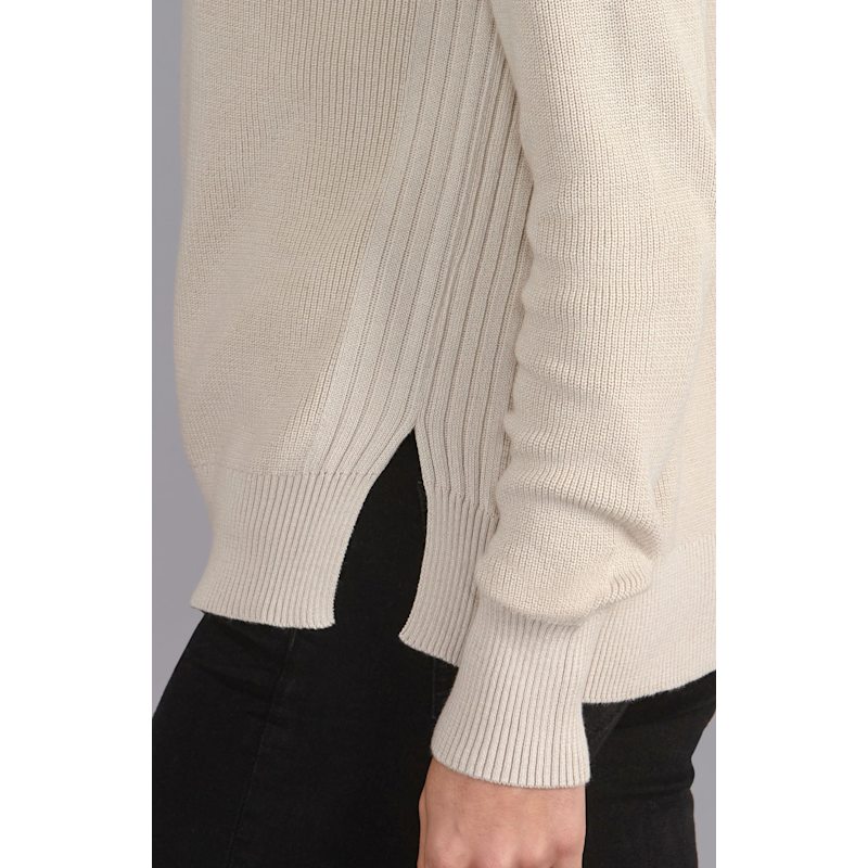 Thumbnail of Womens Lightweight Cotton Camilla Fisherman Rib Jumper - Linen image