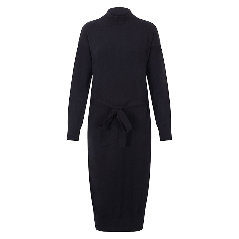 ladies black knitted dress Womens Sweaters Dress Ribbed Knitted Turtleneck Long Sleeve Casual Loose  Long Pullover Midi Fall Winter Dresses 2024 (Black, S) at Amazon Women's  Clothing store
