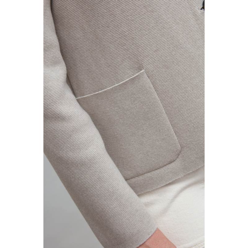 Thumbnail of Womens Midweight Cotton Indore Knitted Nehru Jacket - Nude image