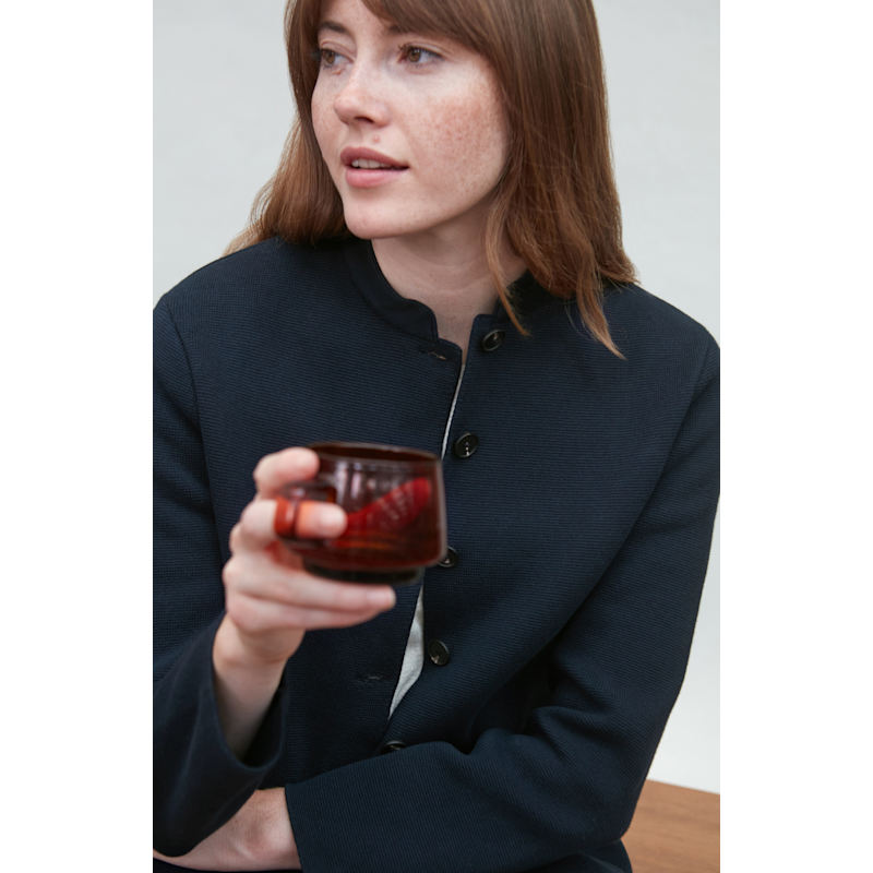 Thumbnail of Womens Midweight Cotton Indore Knitted Nehru Jacket - Navy image