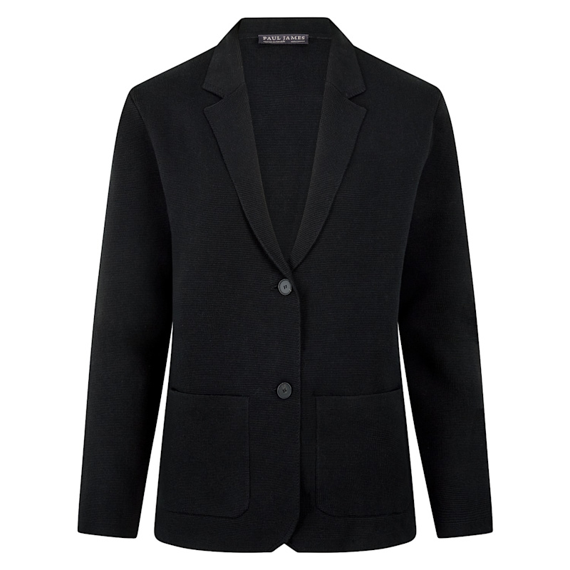 Thumbnail of Womens Midweight Cotton Tara Relaxed Fit Knitted Blazer - Black image
