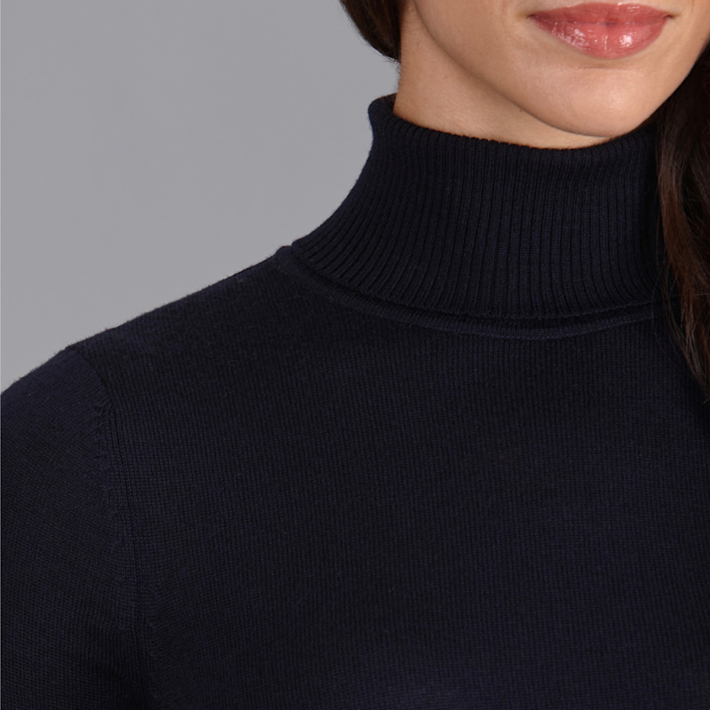 Thumbnail of Womens Pure Harriet Extra Fine Merino Wool Roll Neck Jumper - Navy image