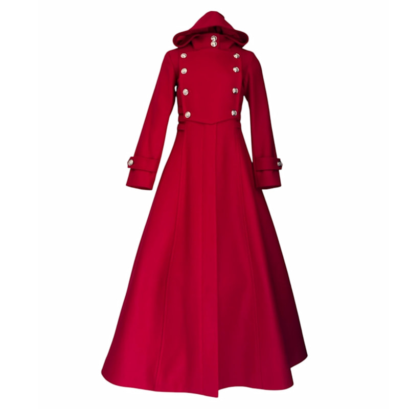 Trench Coat Red Winter Cloak Burgundy Swing Cloak Coat, Winter