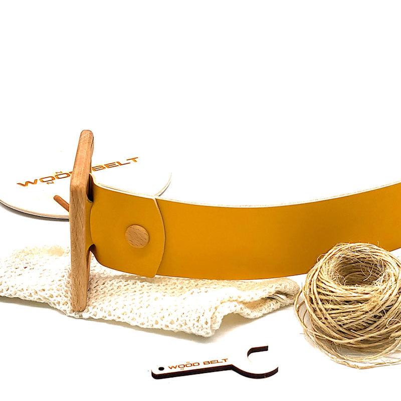 Thumbnail of Wood Belt Bryce Strong 622 - Beech Wood Yellow Leather Belt image
