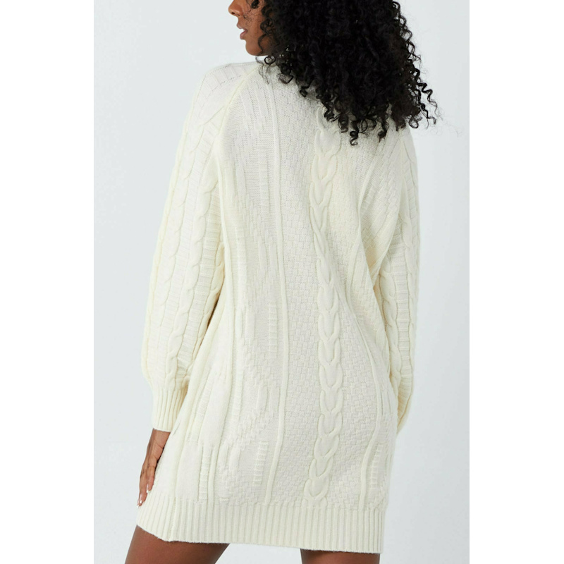 Woodstock Cable Knit Jumper Dress - Cream | Hortons England | Wolf & Badger