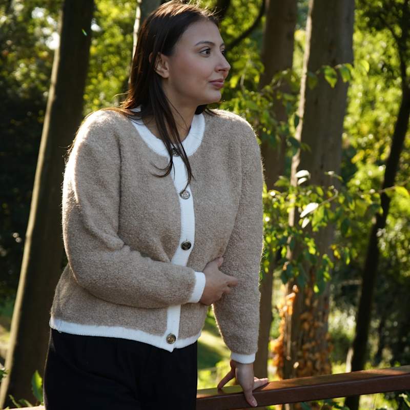Thumbnail of Wool And Alpaca Blend Button-Front Cardigan – Warm And Lightweight Natural Fibres image