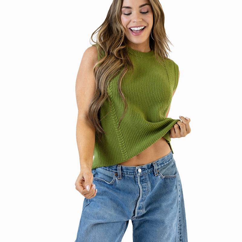 Thumbnail of Wool Cashmere Crew Neck Cable Knit Vest - Green image