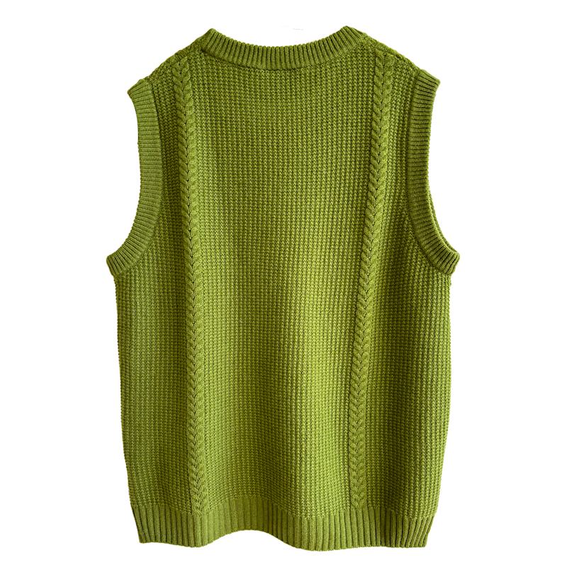 Thumbnail of Wool Cashmere Crew Neck Cable Knit Vest - Green image