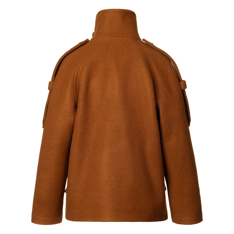 Short Wool Coat With High Collar And Shoulder Details | JANA COSHÈ