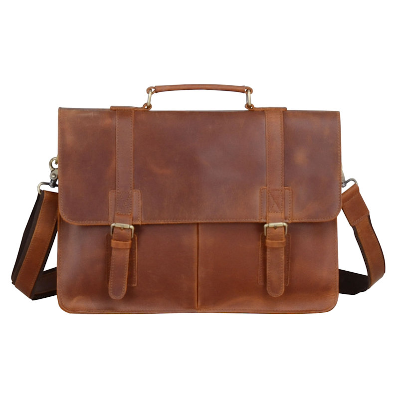 Thumbnail of Worn Look Genuine Leather Briefcase - Worn Brown image