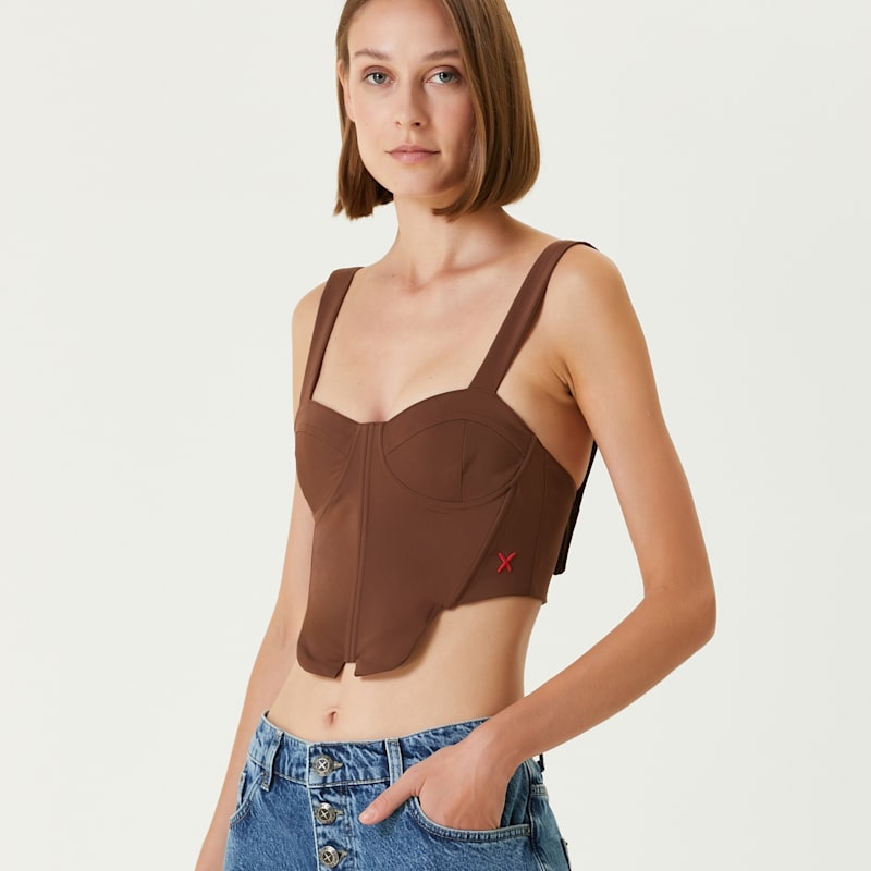 Thumbnail of Woven Corset Top Brown image