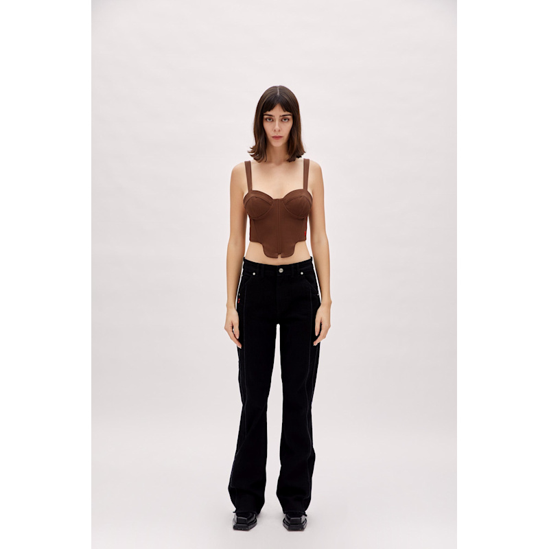 Thumbnail of Woven Corset Top Brown image