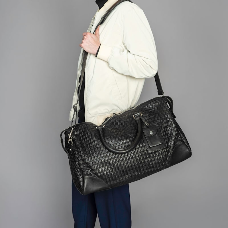 Vintage Hand-Woven Leather Duffle, Large Travel Bag | Hides