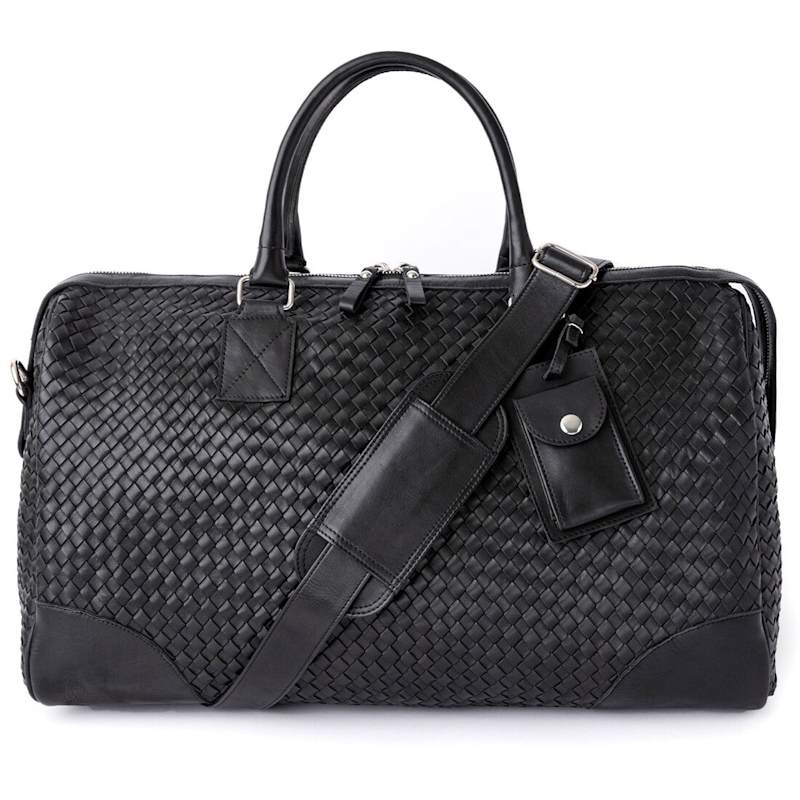 Handmade Woven Leather Duffle, Large Weekender Bag | Hides Leather