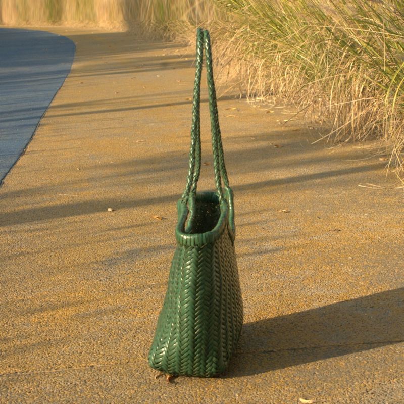 Thumbnail of Woven Leather Handbag In Zigzag Pattern 'Vittoria'  - Green image