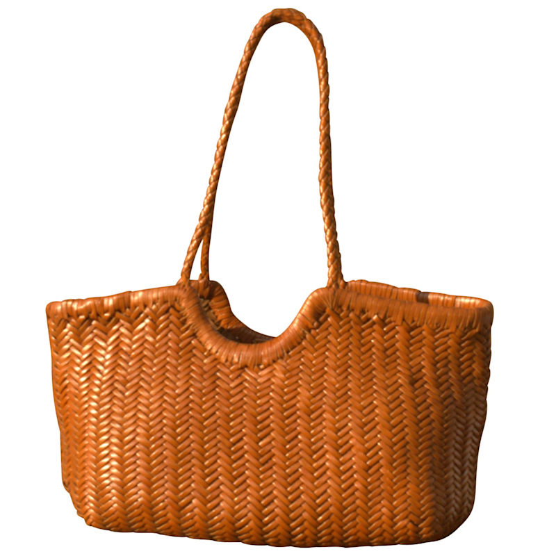 Thumbnail of Woven Leather Handbag In Zigzag Pattern 'Vittoria' - Tan image
