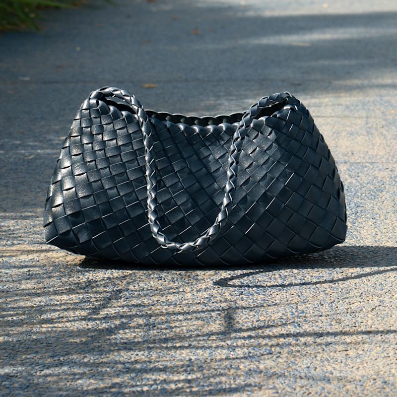 Thumbnail of Woven Vegan Leather Sling Bag 'Leontina' - Blue image