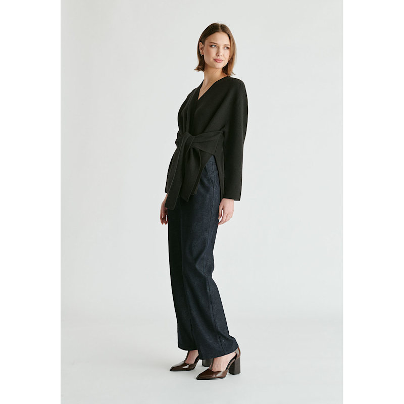 Thumbnail of Wrap Side Tie Knit Jumper In Black image