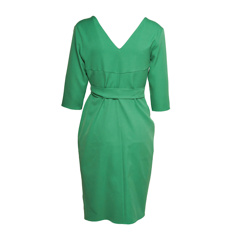 Thumbnail of Wrap Three Quarter Length Sleeve Green Dress image