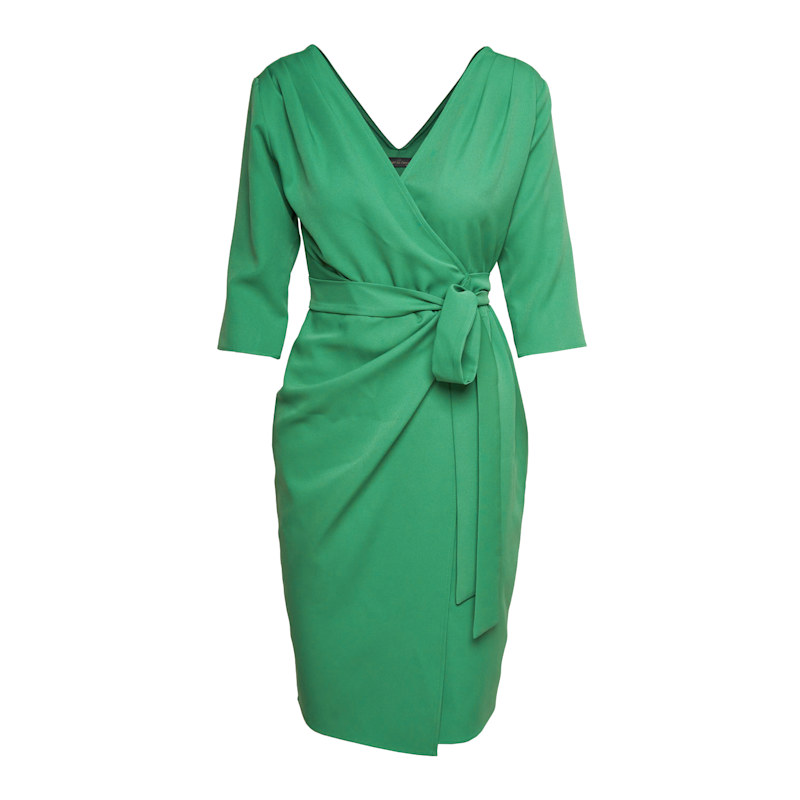 Wrap Three Quarter Length Sleeve Green Dress by concept A trois Wrap Three Quarter Length Sleeve Green Dress | concept A trois | Wolf \u0026  Badger