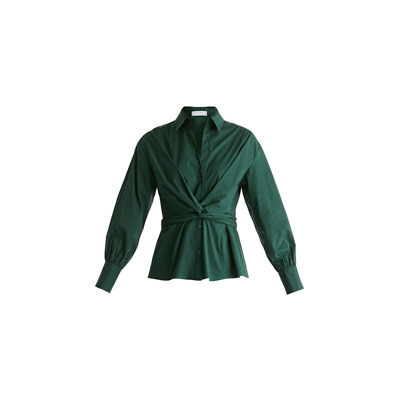 Thumbnail of Wrap Tie Waist Shirt In Dark Green image