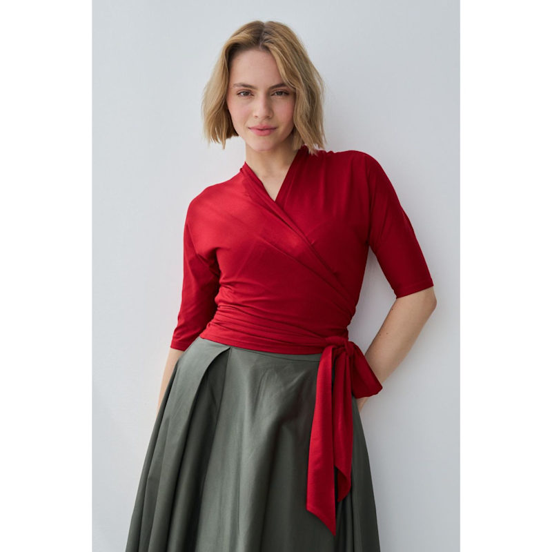 Wrap Top Dark Red | Marianna Dri | Wolf & Badger