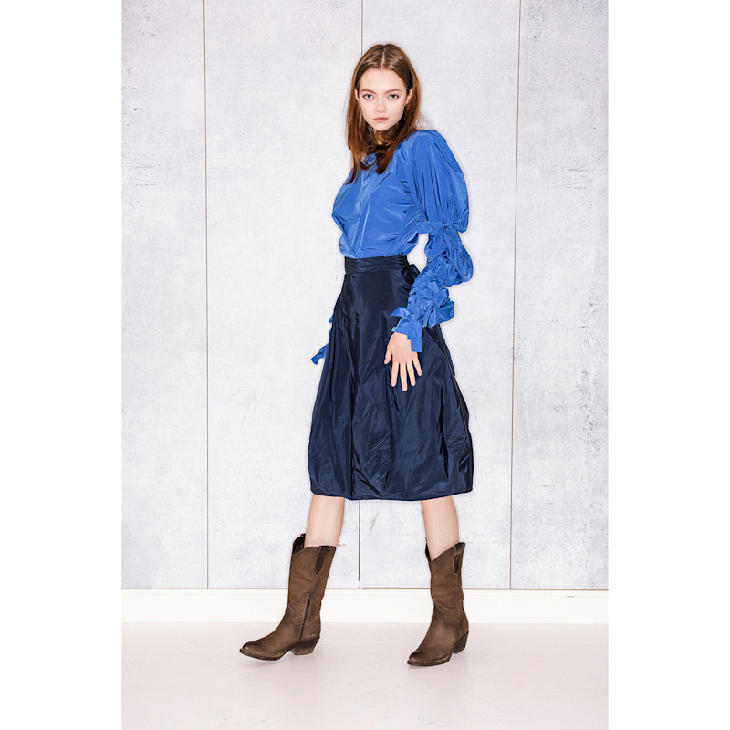 Thumbnail of Wrapped Skirt In Dark Blue Taffeta image