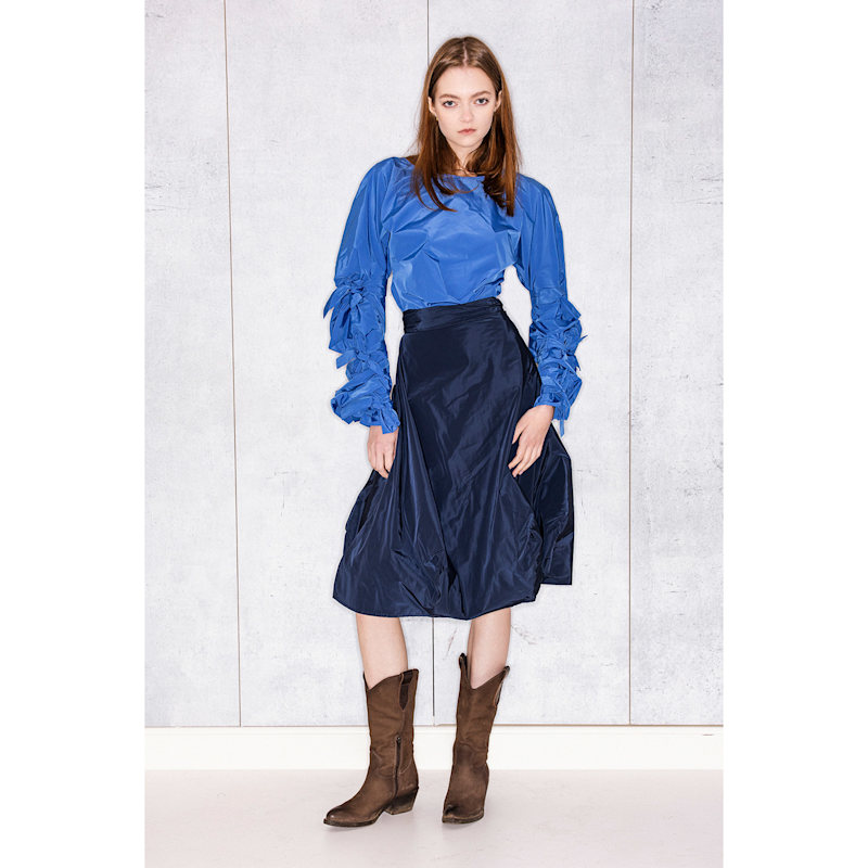 Thumbnail of Wrapped Skirt In Dark Blue Taffeta image