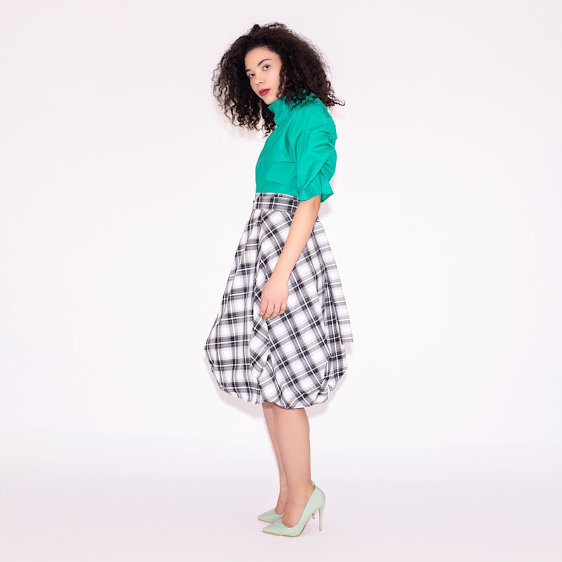Thumbnail of Wrapped Skirt In White Tartan image