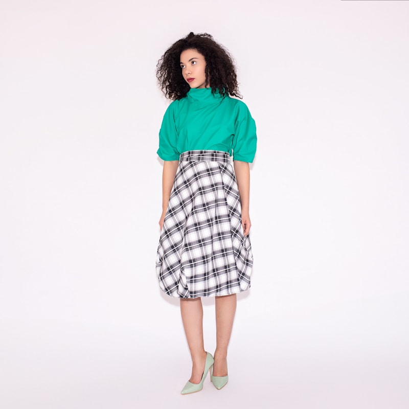 Thumbnail of Wrapped Skirt In White Tartan image