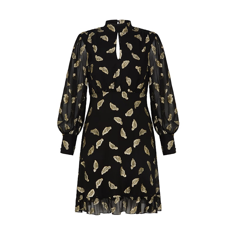 Wren Gold Feather Mini Dress by Rose & Nancy