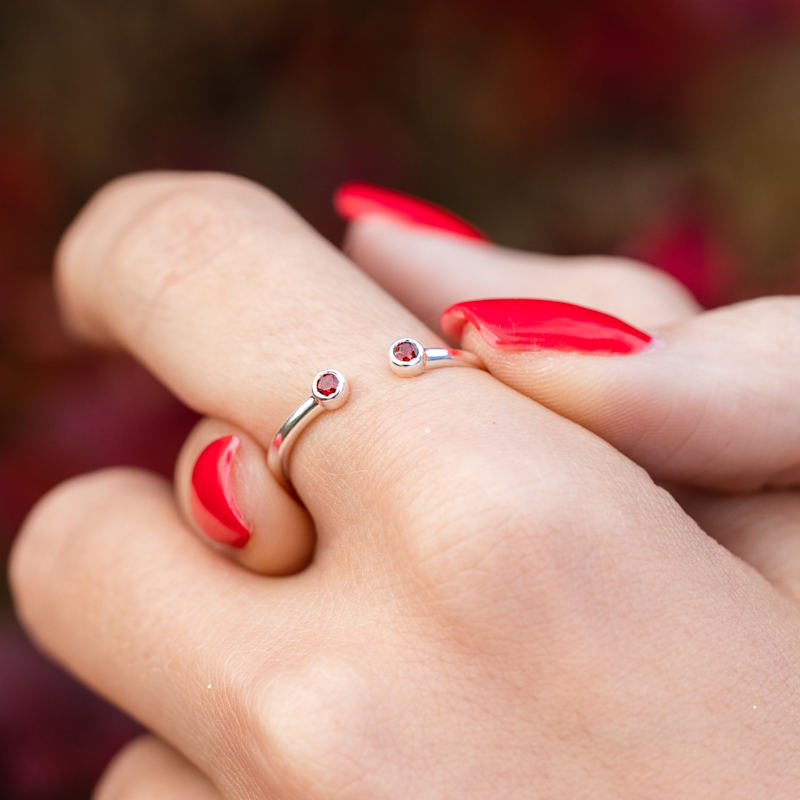 Thumbnail of January Birthstone Open Style Ring - Garnet image
