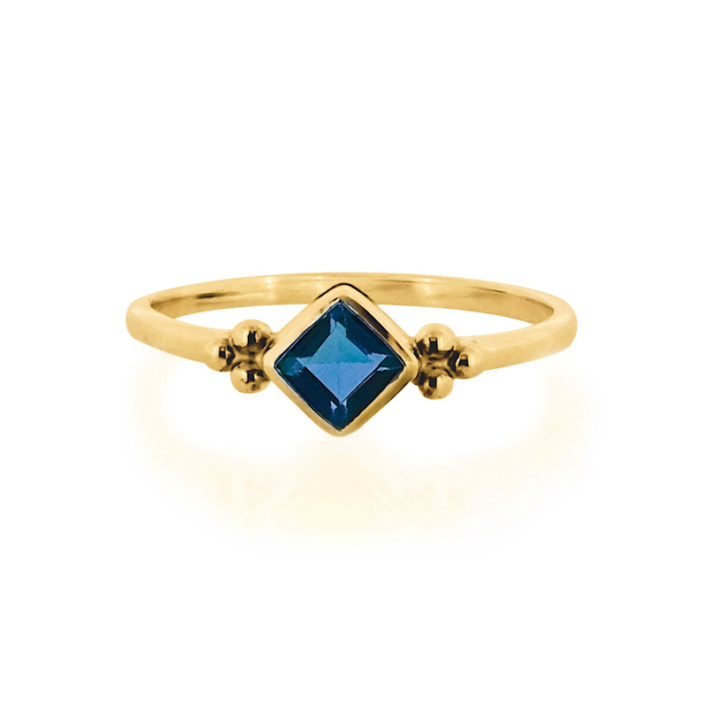 Thumbnail of Divinity Princess Gold Ring - London Blue Topaz image