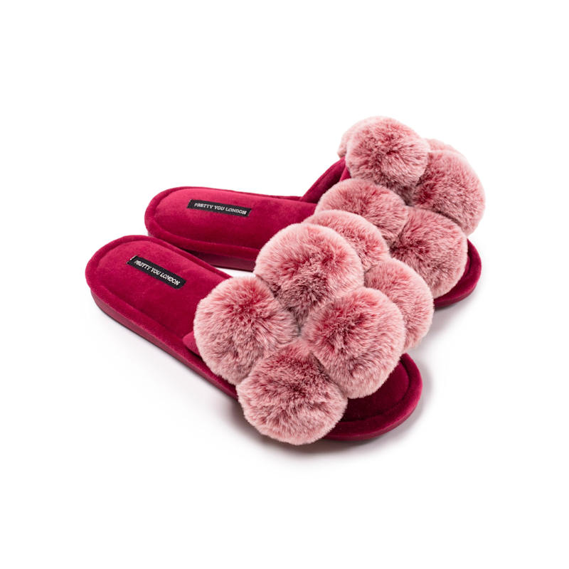 Thumbnail of Dolly Fun Pom Slider Slippers In Red image