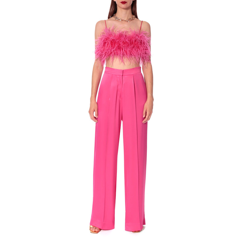 Thumbnail of Jessie Satin Barbie Pink Wide Trousers image