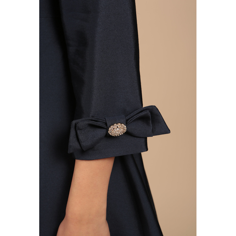 Thumbnail of Astor Silk Taffeta Dress Coat In Navy image