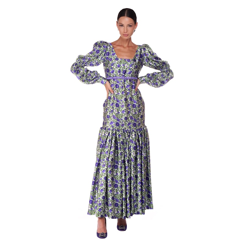 Thumbnail of Long Purple ‘Botanica’ Print Dress image