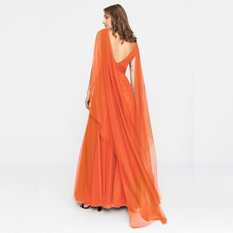 Tulle Evening Gown Hot Orange | Angelika Jozefczyk | Wolf & Badger