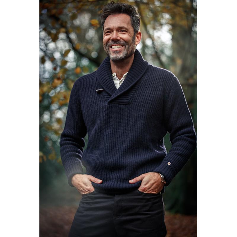 &Sons Port Shawl Collar Jumper Navy | &SONS Trading Co | Wolf & Badger