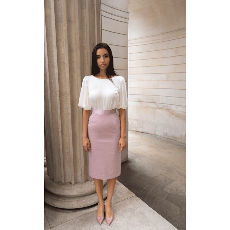Thumbnail of Cotton-Blend Sateen Pencil Skirt - Light Pink image