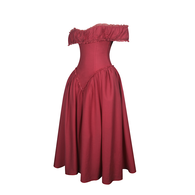 Thumbnail of Xavy Crimson Off-Shoulder Corset Midi Dress image