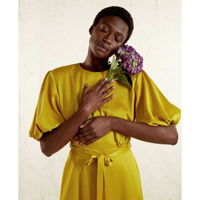 olive green linen dress Apuntob