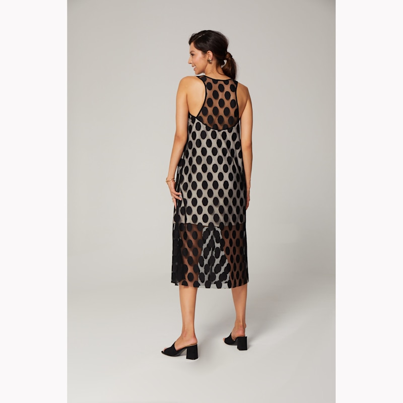 Thumbnail of Midi Transculent Polka Dot Dress - Black image