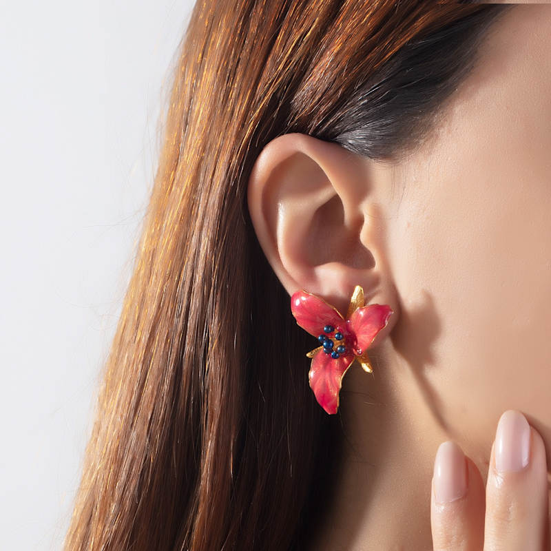 Thumbnail of Sugar Pink Lily Flower Earrings image