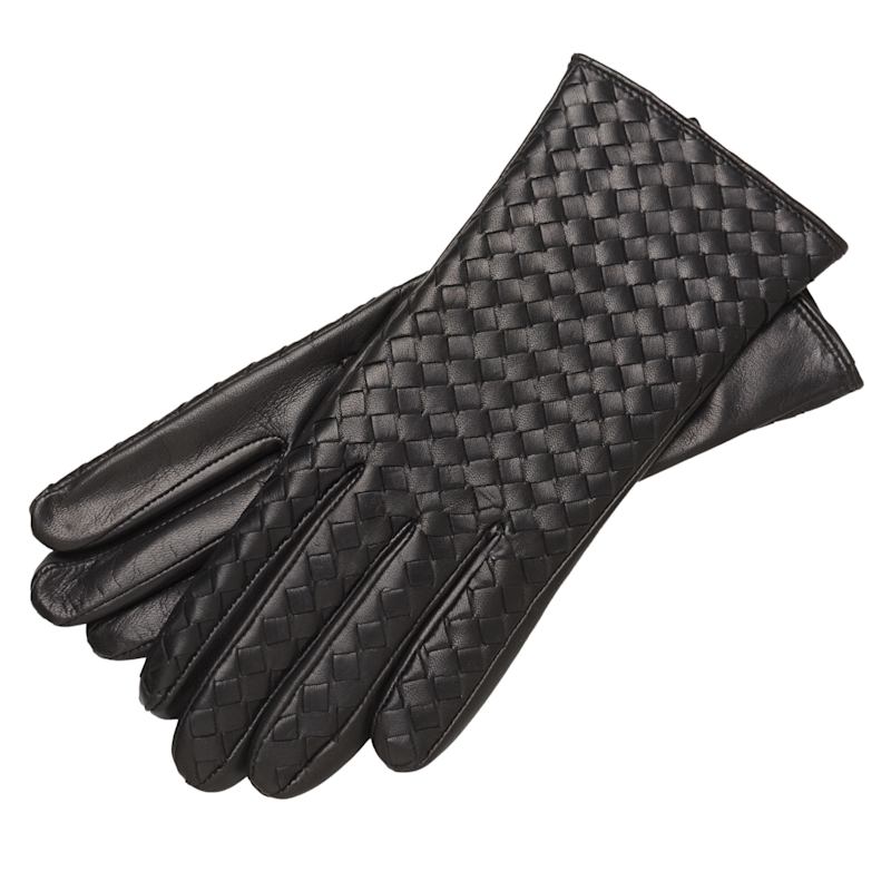 Thumbnail of Intrecciato- Women's Woven Leather Gloves In Black image